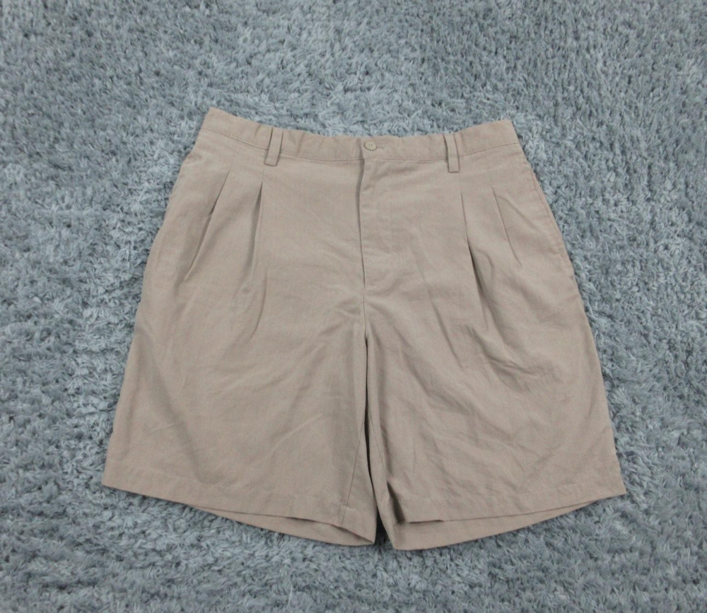 Bamboo Cay Shorts Mens 34 Khaki Beige Fine Resortwear Pleated Dress Casual 34x8*